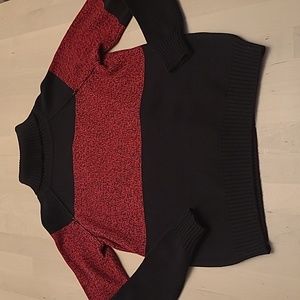 NWT Karen Scott Red and Black Color Blocked Knit Turtleneck 100% Cotton